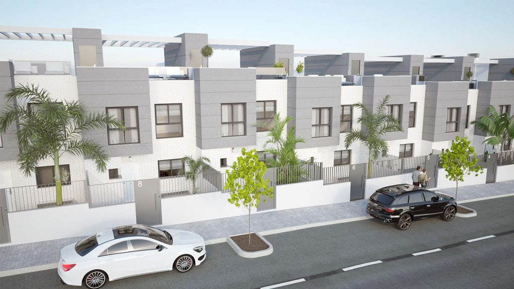 Exterior de una promoción de viviendas de obra nueva en San Juan de Alicante