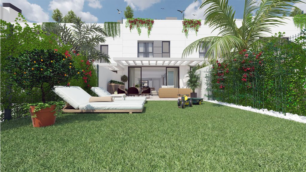 Imagen del patio de una casa de obra nueva en San Juan de Alicante
