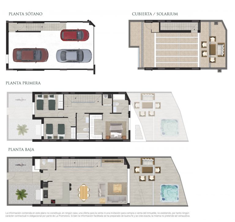Plano comercial de una vivienda con terraza y jacuzzi en San Juan de Alicante